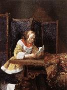 TERBORCH, Gerard A Lady Reading a Letter eart oil painting reproduction